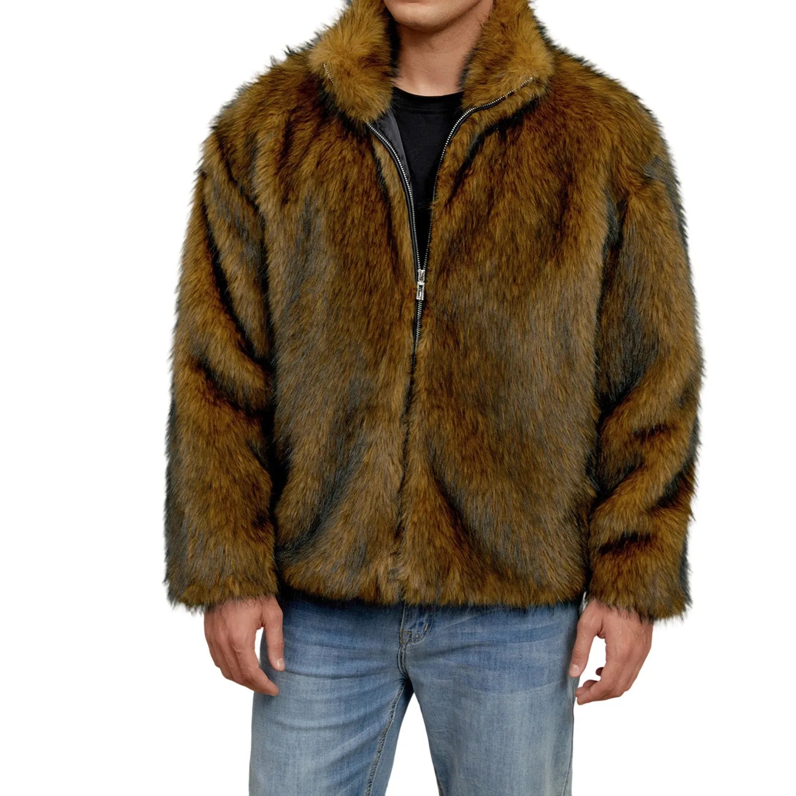Faux Fur Zip-Up Jacket